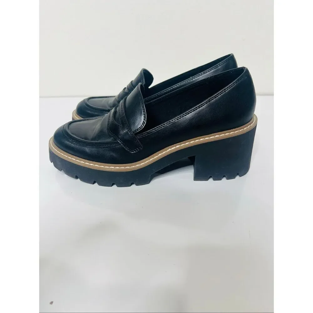 Dolce Vita Black Platform Y2K Penny Loafers Lug Sole Normcore Academia Sz 8.5